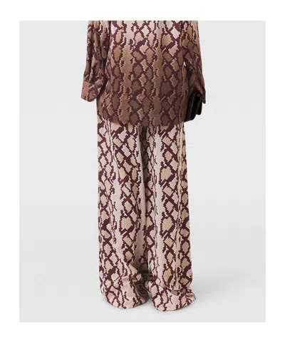 Stella Mccartney Snake Print Oversized Drawstring Pants In Brown