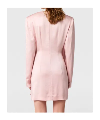 Stella Mccartney Mini Dress With Draped Neckline And Long Sleeves In Pink