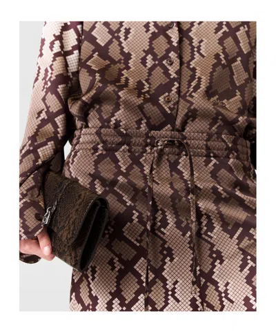 Stella Mccartney Snake Print Oversized Drawstring Pants In Brown
