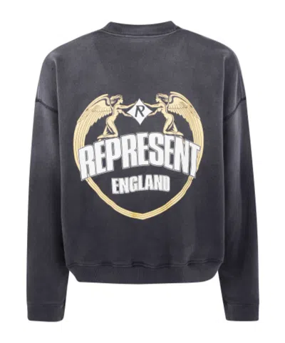 Represent Washed-effect Black Cotton Sweatshirt In Black