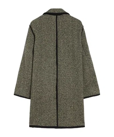 Jil Sander Herringbone Pattern Mid-length Coat In Green