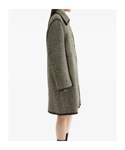 Jil Sander Herringbone Pattern Mid-length Coat In Green