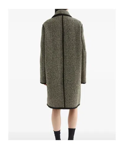 Jil Sander Herringbone Pattern Mid-length Coat In Green