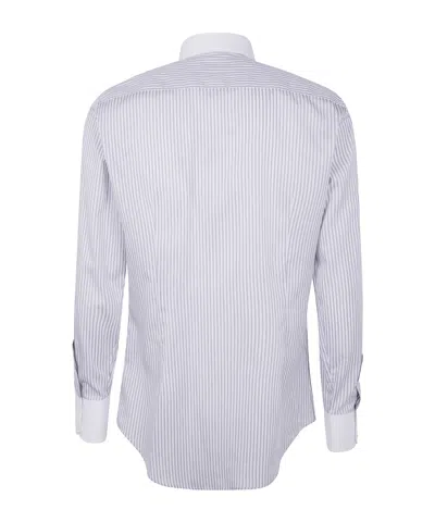 Dsquared2 Cotton Shirt With Striped Pattern And Button-down Collar In Gray
