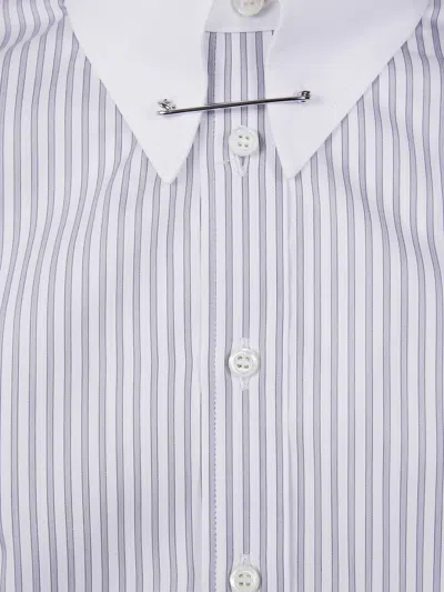 Dsquared2 Cotton Shirt With Striped Pattern And Button-down Collar In Gray