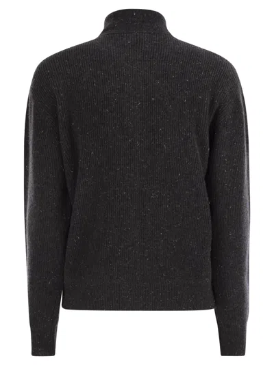 Peserico Button-fastening High-neck Cardigan In Black