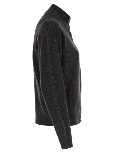 Peserico Button-fastening High-neck Cardigan In Black