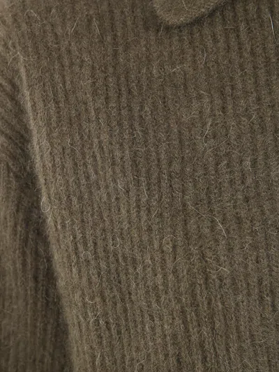 Uma Wang Long Sleeve Ribbed Polo Shirt Design In Green