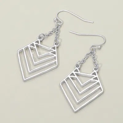 Fashnzfab Geometric Metal Chevron Drop Dangle Earrings In Silver
