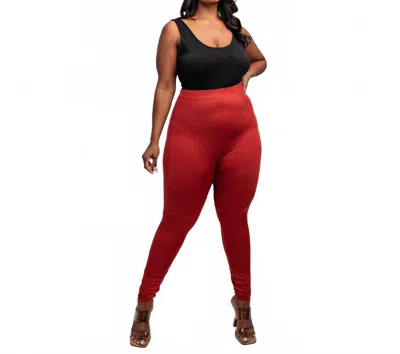 The Curve La Plus Size High Rise Leggings In Rust In Red