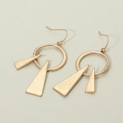 Fashnzfab Geometric Metal Circle Triangle Drop Dangle Earrings In Gold