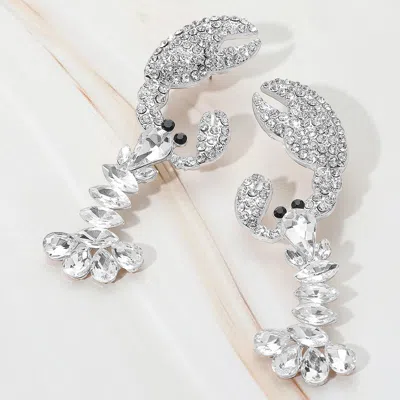 Fashnzfab Multi Stone Lobster Dangle Statement Earrings In Silver