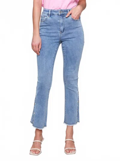 Charlie B Bootcut Jeans With Side Snap Detail In Light Blue In Blue