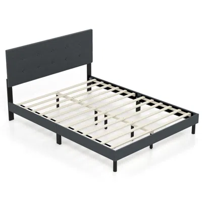 Hivvago Queen Size Upholstered Bed Frame Linen Platform Bed