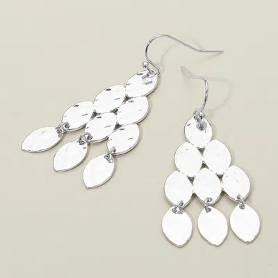 Fashnzfab Hammered Metal Tiered Drop Dangle Earrings In White