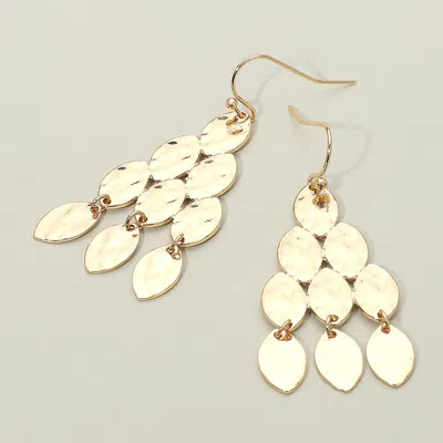 Fashnzfab Hammered Metal Tiered Drop Dangle Earrings In Gold