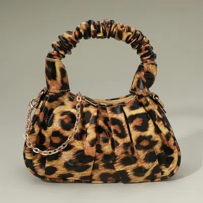 Fashnzfab Leopard Faux Leather Top Handle Crossbody Bag In Multi