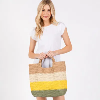 Fashnzfab Multi Color Stripe Tote Bag / Beach Bag In Multi