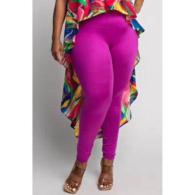 The Curve La Plus Size High Rise Leggings In Magenta In Pink