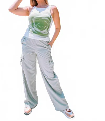 Emory Park Drawstring Wide Leg Cargo Pants In Khaki In Gray