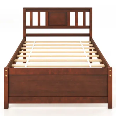 Hivvago Wooden Platform Bed With Headboard And Slat Support