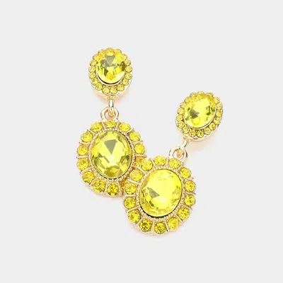 Fashnzfab Crystal Rhinestone Drop Evening Earrings In Yellow
