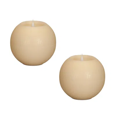 Hivvago Simplux Led Round Candle With Moving Flame And Remote (set Of 2)