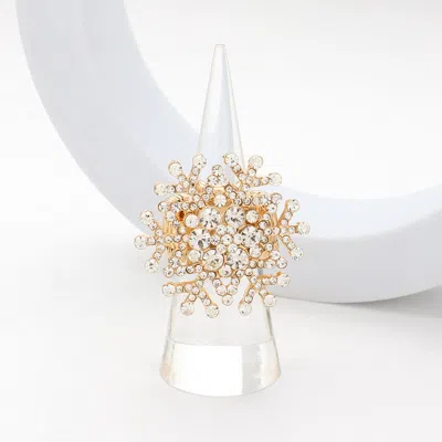 Fashnzfab Stone Paved Snowflake Pointed Stretch Ring In Gold