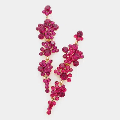 Fashnzfab Bubble Stone Cluster Dangle Evening Earrings In Red