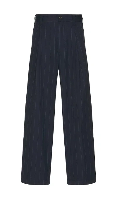 Obey Pinstripe Pleated Trousers In Black