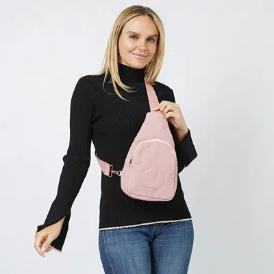 Fashnzfab Wave Quilted Sling Bag / Crossbody Bag In Pink