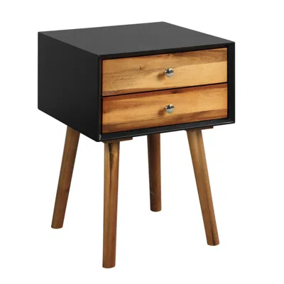Hivvago Mid-century Wooden Multipurpose End Table With 2 Storage Drawers
