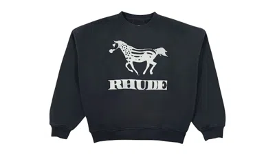 Pre-owned Rhude Men's  Dinero Vintage Crewneck Sweatshirt In Vintage Black