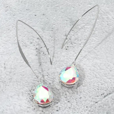 Fashnzfab Teardrop Stone Cluster Long Drop Earrings In Multi