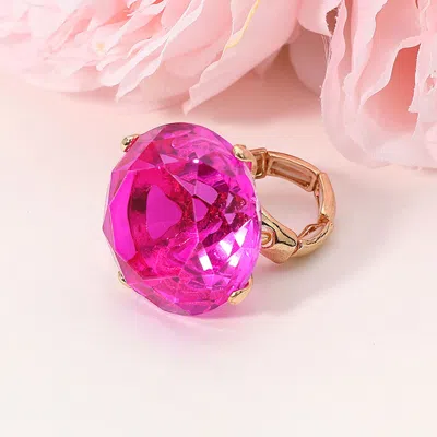 Fashnzfab Oversized Diamond Cut Round Glass Stone Stretch Ring In Multi