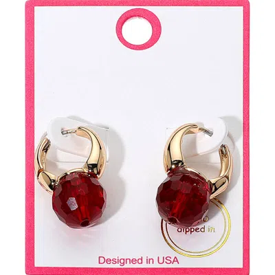 Fashnzfab Gold Dipped Chunky Faceted Stone Accent Huggie Hoop Earrings In Multi