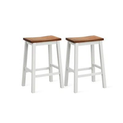 Hivvago 24.5-inch Set Of 2 Saddle Stools Bar Stools With Footrests For Kitchen Island