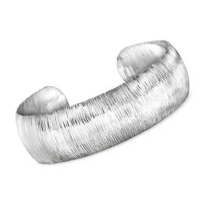 Ross-simons Italian Sterling Silver Textured Cuff Bracelet In Silver