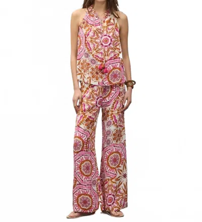Figue Devon Straight Pant In Sunburst Medallion Azalea Pink In Multi
