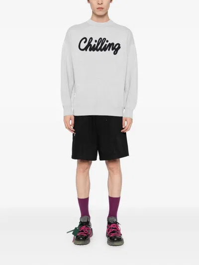 Chocoolate Intarsia Knit-logo Jumper In Gray