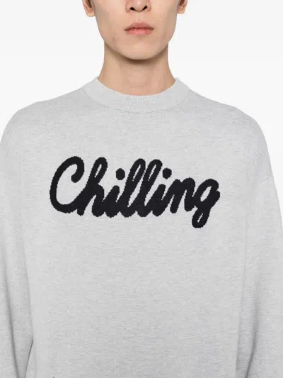 Chocoolate Intarsia Knit-logo Jumper In Gray