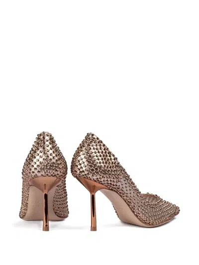 Le Silla Rose Gold Crystal Mesh Gilda 80 Jeweled Pumps In Animal Print