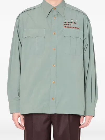 Kolor Beaded-embellishment Shirt In Green
