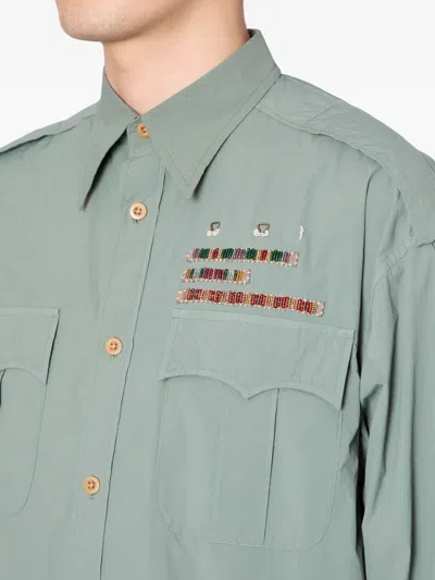 Kolor Beaded-embellishment Shirt In Green