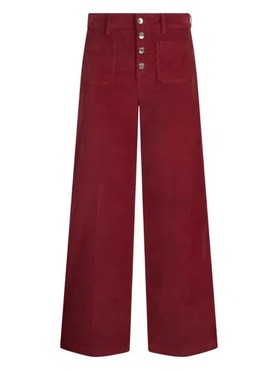 Liu •jo Button-fastening Patch-pocket Flared Trousers In Red