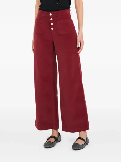 Liu •jo Button-fastening Patch-pocket Flared Trousers In Red