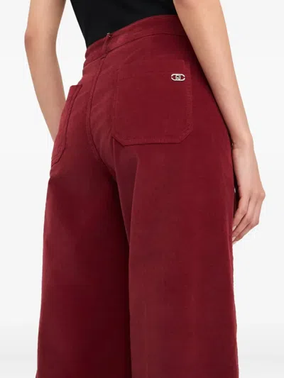 Liu •jo Button-fastening Patch-pocket Flared Trousers In Red
