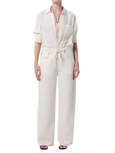 Citizen Of Humanity Brynn Drawstring Linen Trouser In Vanilla In White