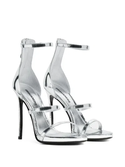 Dsquared2 Straps Laminated Sandals In Gray