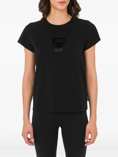 Moschino Relaxed Fit Black Cotton-elastane T-shirt In Black